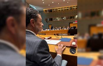 En su primera intervención ante el Consejo de Seguridad de las Naciones Unidas, el ministro de Relaciones Exteriores, Omar Bula. Foto: Cancillería
