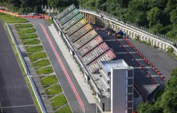 Vista de las obras del Central Park o autódromo de Bello en junio pasado. FOTO: Esneyder Gutiérrez. Archivo El Colombiano