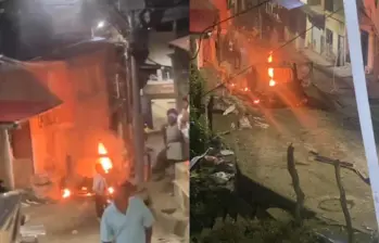 La detonación de un carro bomba cerca de la estación de Policía de Suárez, Cauca, destruyó varias viviendas y locales en la madrugada del lunes. Las autoridades investigan el hecho y evalúan posibles heridos. FOTO: captura de video, X. 