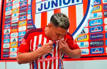 Teófilo Gutiérrez firmó un contrato especial con Junior a principios del 2025. Se termina en julio. FOTO: TOMADA DEL X DE @JuniorClubSA