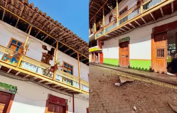 El temblor provocó grietas, desprendimientos de revoque y daños en fachadas, puertas y los tradicionales balcones coloridos que caracterizan a las viviendas del centro histórico de Jardín, Antioquia. FOTO cortesía