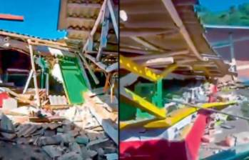 Unas 442 viviendas en el municipio del epicentro del terremoto se vieron afectadas y cerca de 40 estructuras quedaron completamente colapsadas en esa zona del suroriente del Chocó. Captura de video