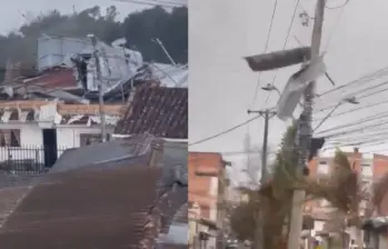 Los fuertes vientos provocaron varios daños en Yarumal. Fotos: capturas de videos redes sociales 
