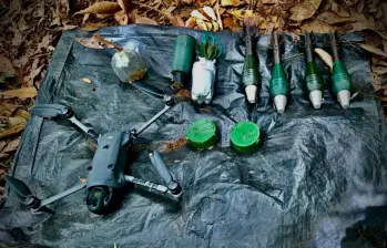 La Fuerza Pública no tendría cómo hacer frente a los ataques con drones explosivos, que cada vez son más recurrentes en muchos departamentos. FOTO: Ejército Nacional