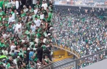 Disturbios en la tribuna sur de El Campín durante el partido de Nacional contra La Equidad. FOTO videos redes sociales