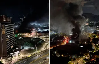 El incendio se presentó la noche del sábado en el sector Las Bodegas en Sabaneta. Fotos tomadas de redes sociales @prensapaisaoficial