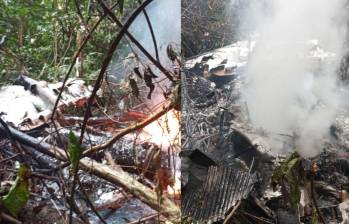 La avioneta fue hallada cerca a una comunidad indígena en Vaupés. Foto: Dirección Nacional de Bomberos