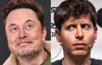 Sam Altman (der.), director ejecutivo de OpenAI, ha declarado en el juicio que Elon Musk (izq.) inició contra la compañía creadora de ChatGPT. FOTO LISA O'CONNOR Y JACK GUEZ/AFP