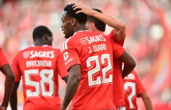 Jhon Jader Durán marcó su primer gol con Benfica en un amistoso. FOTO: @vaibenfica1904
