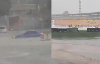 El fuerte aguacero con granizo provocó inundaciones y afectaciones en la movilidad en varios sectores de Bogotá, incluido el estadio El Campín. FOTOS: Tomadas de redes sociales