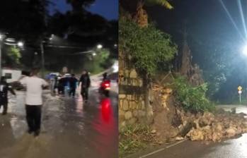 La emergencia se presentó en el sector Puente Roto, donde la creciente de una quebrada arrastró un vehículo tras las intensas lluvias en La Mesa, Cundinamarca. FOTO: captura de pantalla. 