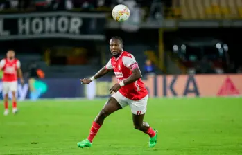 El delantero vallecaucano Hugo Rodallega suma 14 goles con Santa Fe en el torneo Apertura. Es el goleador de la Liga. FOTO: COLPRENSA