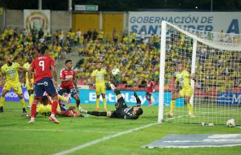 Brayan León marcó doblete ante Bucaramanga. FOTO COLPRENSA