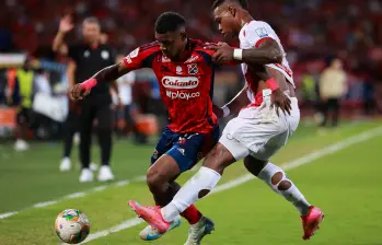El delantero Brayan León Muñiz, quien suma 6 tantos en el Clausura del 2025, es la gran ficha de ataque del Medellín para enfrentar al América. Foto: Manuel Saldarriaga