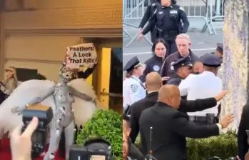 La Met Gala 2026 estuvo marcada no solo por la moda y las celebridades, sino también por protestas y críticas contra la influencia de los multimillonarios en espacios culturales. FOTO: Redes sociales.