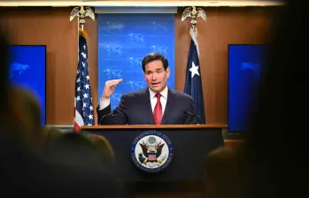 Marco Rubio, secretario de Estado de Estados Unidos, se pronunció en rueda de prensa sobre la relación con Colombia, la situación en Venezuela y la estrategia antidrogas en el Caribe. FOTO: AFP. 