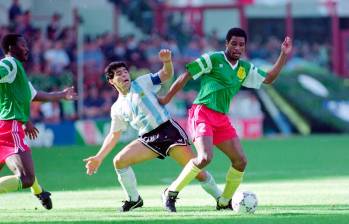 Argentina y Camerún, en Italia 90, fue de las sorpresas más recordadas en los mundiales. FOTO GETTY