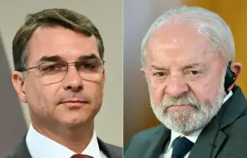 En la imagen, Flávio Bolsonaro (izquierda), candidato de derecha a la Presidencia de Brasil, y Luiz Inácio Lula da Silva (derecha), actual mandatario y aspirante a un cuarto mandato, son los principales contendientes en las elecciones de octubre. Foto: AFP