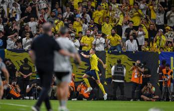 El “Bicho” celebrando su gol número 980. FOTO: X AlNassrfc