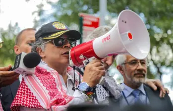 Petro, desde Nueva York, pidió a las tropas norteamericanas desobedecer a Trump en el conflicto en Gaza, lo que le valió el retiro de su visa y la de parte del gabinete colombiano. FOTO Presidencia