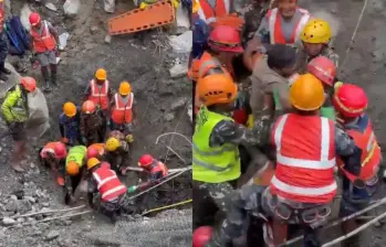 Equipos de emergencia continúan las labores de búsqueda y rescate tras las inundaciones y deslizamientos que afectaron varias zonas de Nepal. FOTO: Captura de pantalla.