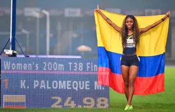 Karen Palomeque alcanzó oro y récord mundial durante los 200 metros del Mundial de Para Atletismo en India. Foto: GETTY