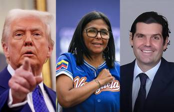 Donald Trump, presidente de Estados Unidos; Delcy Rodríguez, presidenta iterina de Venezuela; y Alejandro Betancourt, el polémico empresario “bolichico”. FOTO: Getty.