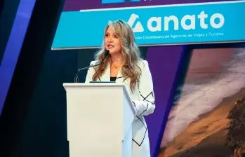 Paula Cortés Calle, presidenta ejecutiva de Anato, presentó las cifras y principales retos del turismo colombiano durante la rueda de prensa previa al Congreso Nacional de Agencias de Viajes y Turismo. FOTO: CORTESÍA