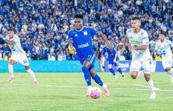 Andrey Estupiñán anotó dos goles para Millonarios ante Jaguares. FOTO: X MillosFCOficial