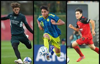 Max Dowman (izquierda), Samuel Martínez (centro) y Gilberto Mora (derecha) son 3 de los volantes creativos más prometedores del fútbol mundial. FOTO GETTY 