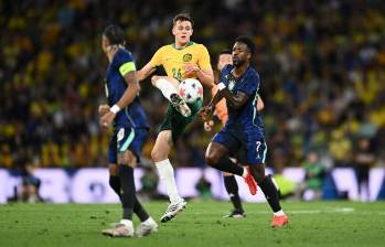 Vinicius Jr disputando una pelota. Este miércoles volvió al gol. FOTO: X Socceroos