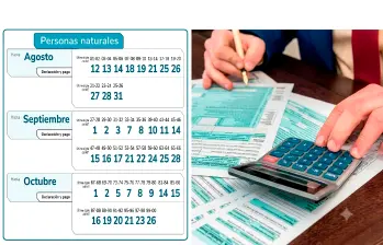 El calendario de declaración de renta iniciará el 12 de agosto y finalizará el 26 de octubre, según los dos últimos dígitos del NIT. FOTOS DIAN Y CORTESÍA