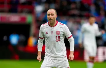 Christian Eriksen (Denmark) looks on during UEFA International Friendly, DR Congo and Denmark, Stade Maurice Dufrasne, Liege, Belgium on June 03 2026. (Photo by Ulrik Pedersen/NurPhoto) (Photo by Ulrik Pedersen / NurPhoto via AFP)