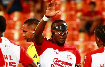 El delantero vallecaucano Hugo Rodallega es la gran figura del cuadro bogotano que pelea por avanzar a cuartos de Sudamericana. Foto: Manuel Saldarriaga