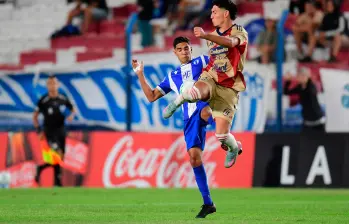 El delantero uruguayo Enzo Larrosa anotó el gol del Medellín en el duelo ante Juventud en Montevideo. Foto: AFP