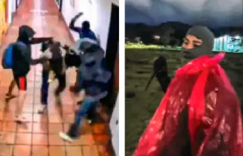 El ataque contra Arrigui (izquierda). A la derecha, la foto con la que el sindicato señala a Arrigui de haber estado encapuchado quitando propaganda y amenazándolos con objeto cortopunzante. FOTO Capturas de pantalla.