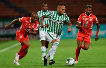 Jarlan Barrera, goleador de Nacional en la Copa Libertadores, reaparece tras pagar fecha de sanción. FOTO DIMAYOR