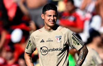 James Rodríguez consiguió este domingo su primer título con Sao Paulo, en Copa Brasil. FOTO: AFP