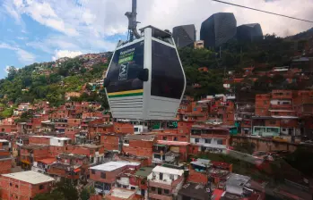 Imagen de la Línea K del Metrocable que conecta a Santo Domingo con Acevedo. Foto: Manuel Saldarriaga Quintero.