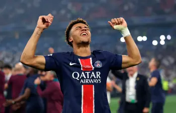 Désiré Doué celebra uno de los dos goles que marcó en la final de la Champions League ante el Inter de Milán. FOTO: GETTY