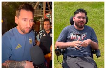 Lionel Messi y su bonito gesto con el periodista venezolano Manu Gutiérrez. FOTOS PANTALLAZOS TOMADOS DEL X @ManuSportsVE