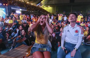 Partido de Colombia transmitido en una pantalla gigante en Medellín. Foto: Manuel Saldarriaga Quintero.
