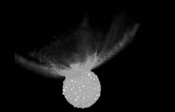 Simulación del impacto de lanave DART en el asteroide Dymorphos. Foto: Cortesía Agencia Espacial Europea. 