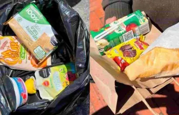 A la izquierda el refrigerio de los colegios públicos, a la derecha de los colegios privados. Foto: tomada de redes sociales. 