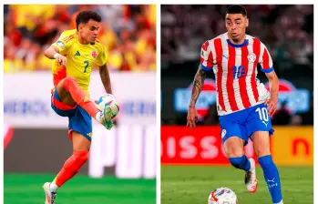 Luis Díaz, de Colombia, y Miguel Almirón, de Paraguay, pueden ser piezas importantes para sus equipos en el duelo entre cafeteros y guaraníes. FOTOS GETTY