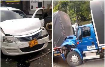 Así quedaron algunos de los vehículos involucrados en ambos accidentes de tránsito. FOTOS Denuncias Antioquia. 
