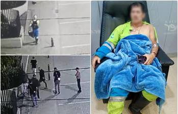 El ataque contra el operario de aseo quedó registrado en las cámaras de seguridad de Rionegro. FOTOS: Cortesía Alcaldía de Rionegro
