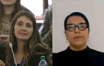 La senador del Centro Democrático, Paloma Valencia y Deyanira Gómez, testigo en el juicio a Álvaro Uribe. Foto: Colprensa