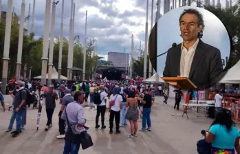 De foto principal, una toma de la concentración el pasado viernes 1 de mayo por el Día de Trabajo en Medellín; en miniatura, el alcalde Federico Gutiérrez. FOTOS EL COLOMBIANO. 