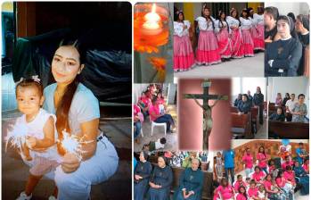 Valerin Steffany Castro acompañada de su pequeña hija. A la derecha, instalaciones de la Casa de la Divina Providencia, donde las madres menores de edad reciben acompañamiento. FOTO Cortesía